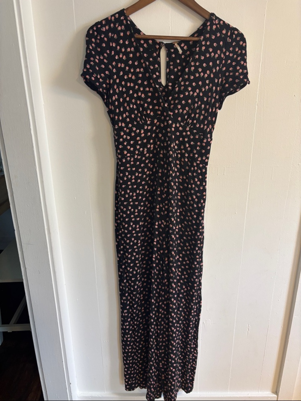 Free People Black Floral Mia Jumpsuit